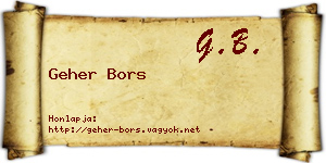 Geher Bors névjegykártya